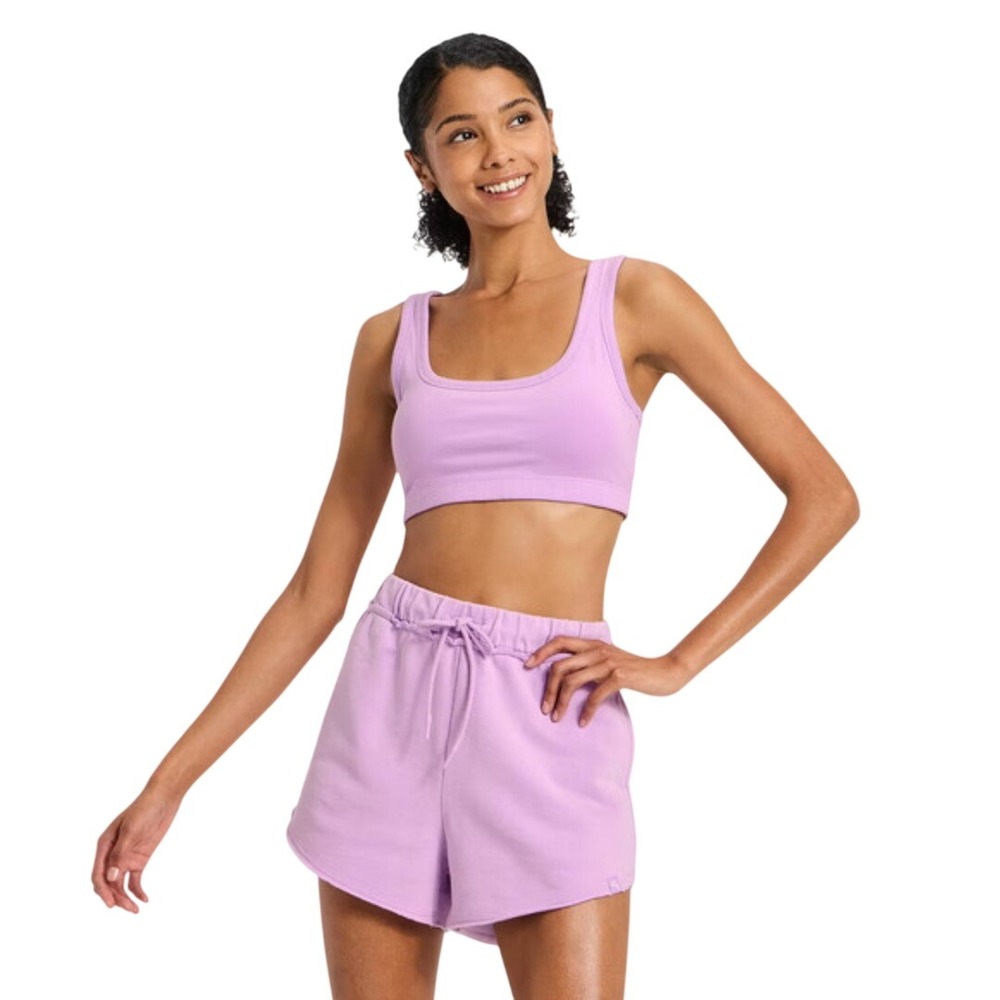 JoyLab Women's Purple Square Neck Cotton Blend Sports Bra Size‎ XXL
